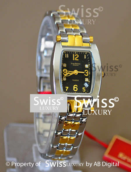 KRUG BAUMEN **LADIES** 4 Diamond Square Deep Black Watch w. box, papers, 5yr warranty