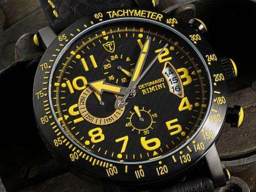 DETOMASO RIMINI BLACK IONIZED RACER CHRONOGRAPH MEN'S WATCH W. BOX, PAPERS, FULLY LOADED!!
