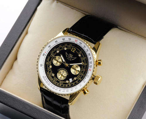KOTTE & CO** GERMAN AIRFORCE Black 8 Diamond Dial 45MM Pilot Black Leather Watch w/ box, papers