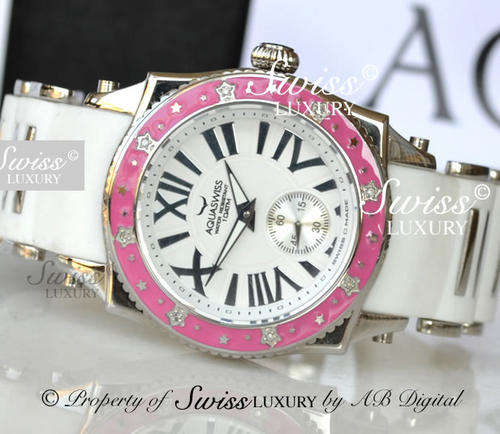 8 Diamonds* AQUASWISS Ladies HOLYWOOD Swiss Watch w. box, papers, 2yr warranty