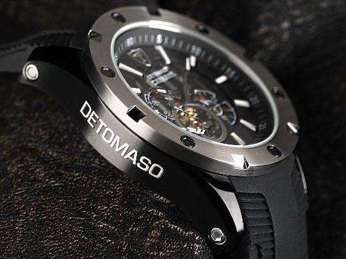 DETOMASO MEN'S AUTOMATIC CARRARA BLACK ION CHRONOGRAPH WATCH W. BOX, PAPERS, FULLY LOADED!!