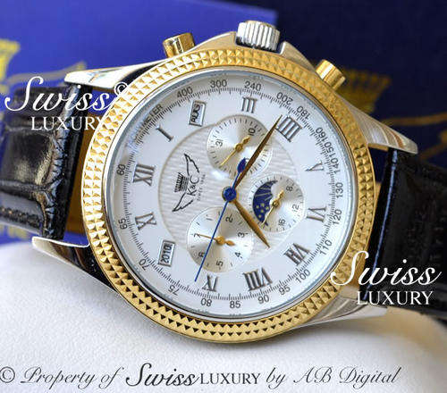 KOTTE & CO Automatic 35 Jewel Moonphase GERMAN TAG NACHT Men's Chronograph Watch w/ box, warranty