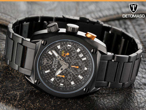 DETOMASO BOLSENA **CARBON DIAL** HEIDFELD TEAM RACING CHRONOGRAPH MEN'S WATCH W. BOX, PAPERS