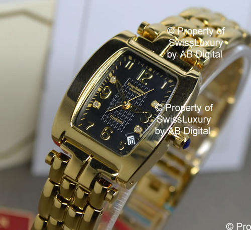 KRUG BAUMEN **Ladies** Tonneux 4 Diamond Deep Black Dial Watch w. box, papers, 5yr warranty