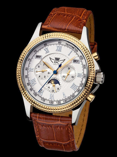 LIMITED MADE WORLDWIDE** KOTTE & CO AUTOMATIC Tag Nacht Moonphase 35 Jewel Men's Chronograph Watch