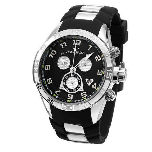 AQUASWISS Men's Trax Black Chronograph Watch MADE IN SWITZERLAND boxed w papers