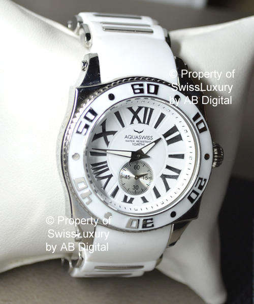 AQUASWISS Men's Swissport ALL WHITE Watch MADE IN SWITZERLAND boxed w papers