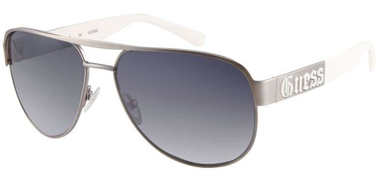 100% Authentic GUESS Men's Aviator Satin Silver Sunglasses BRAND NEW boxed with papers!! HOT!!!