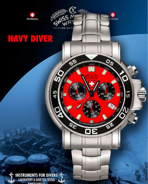 **R10,000.00** CX SWISS MILITARY NAVY DIVER 500 METER CHRONOGRAPH LIMITED EDITION WATCH