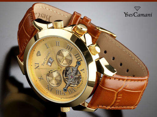 YVES CAMANI Men's NAVIGATOR MENS AUTOMATIC WATCH GLASS BOTTOM Watch 100% GENUINE w. box, papers HOT!