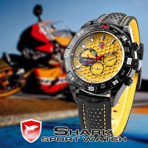*XMAS SPECIAL* SHARK F1 INSPIRED CAMARO YELLOW CHRONOGRAPH WATCH W/ BOX, PAPERS, LOADED!!