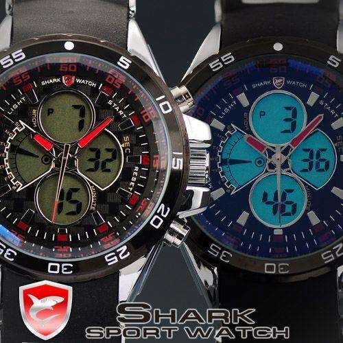 SHARK DUAL LED CHRONOGRAPH PACIFIC REGATTA WATCH W/ BOX, PAPERS, LOADED!!