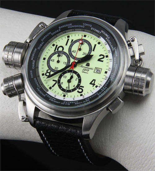 AEROMATIC 1912 *MADE IN GERMANY* Automatic Retro World War Pilot Watch BRAND NEW W/ WORLD WAR TIN