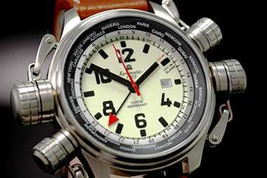 AEROMATIC 1912 *MADE IN GERMANY* Automatic Retro World Timer World War II Watch NEW W/ WORLD WAR TIN