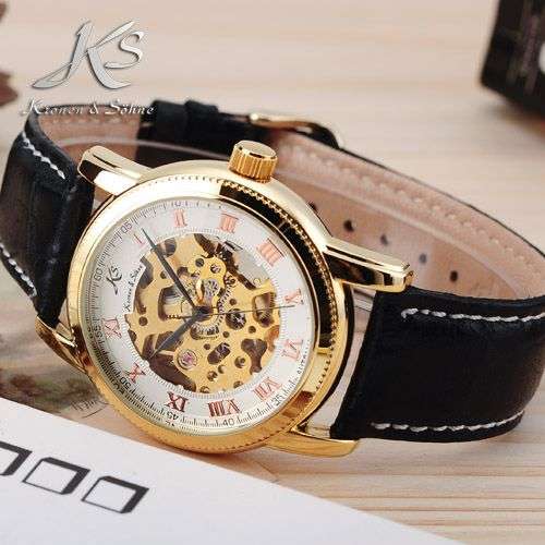 KRONEN & SOHNE Classic Rome Skeleton Automatic Mechanical Watch w/ box, papers