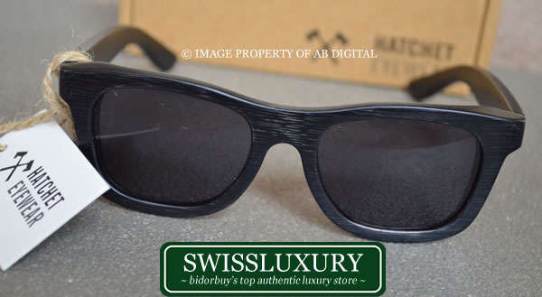 HATCHET of America "Santa Cruz" Dark Bamboo Unisex Wayfarer POLARIZED Wooden Sunglasses