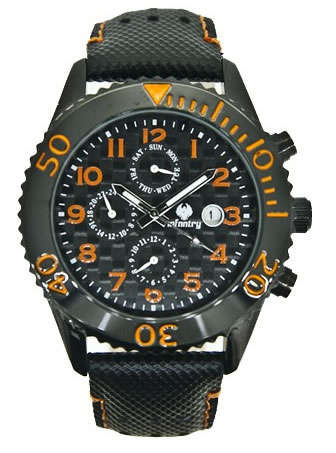 INFANTRY MILITARY CO. DESERT STORM CARBON FIBRE CHRONOGRAPH CONTRAST STITCH WATCH BOXED & LOADED!!