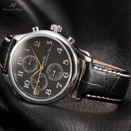 KRONEN & SOHNE Imperial Nautilus Voyager Automatic Chronograph Watch w/ BOX AND PAPERS