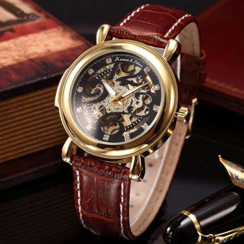 ends @ 1:45pm! KRONEN & SOHNE MECHWARRIOR SKELETON Rose Gold pl. Automatic Mech Watch NEW!!