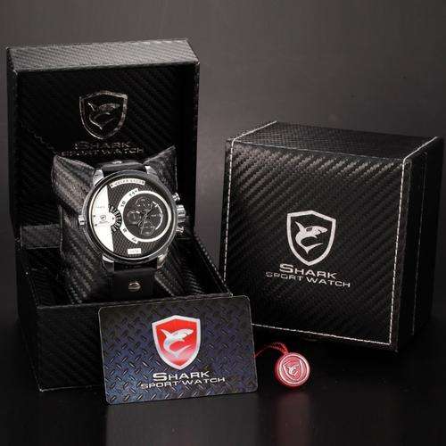 SHARK "CHIEF" 52mm GIANT DUAL TIME CHRONOGRAPH WATCH W/ BOX, PAPERS, LOADED!!