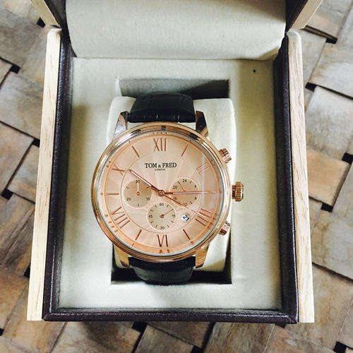 TOM & FRED London "Welshman" Chronograph British Leather Watch BRAND NEW w/ gift box
