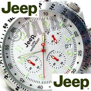 JEEP Alpine White Chronograph Men's Watch + WARRANTY + COLLECTOR TIN