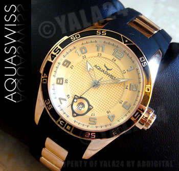 R21,000.00 >> **crazy** AQUASWISS Men's 18k GOLD Trax Swiss Watch