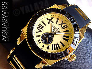 R22,000.00 >> new, genuine AQUASWISS Men's 18k GOLD **F-16 FIGHTER JET** Swiss Watch