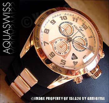 R28,000.00 made in switzerland >> AQUASWISS Men's 18k Gold TRAX Chronograph Watch