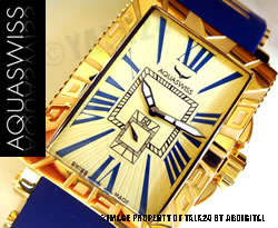 R28,000.00 >> AQUASWISS Men's LIMITED BLUE EDITION 18k GOLD Anchor Swiss Watch