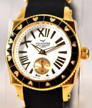 R38,000.00 >> AQUASWISS Ladies **DIAMOND** LoVE 18k GOLD Swiss Watch