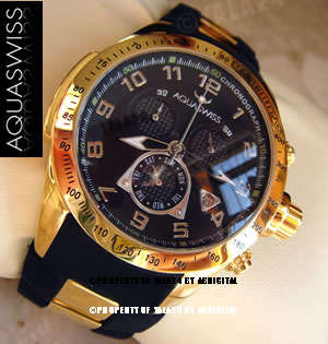 official dealer R28,000.00 >> Rare AQUASWISS Men's 18k GOLD Dark Knight Trax Chronograph Swiss Watch