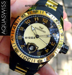 R28,000.00 >> AQUASWISS Men's F1 Daytona 18k GOLD Black IP Swiss Watch