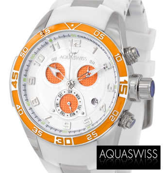 R18,000.00 >> AQUASWISS Men's Trax Orange Trim **SNOW Chrono** Swiss Watch