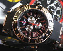AQUASWISS Men's XG 18k ROSE GOLD pl. Dark Knight Chronograph Swiss W W/ BOX AND PAPERS @@NO RESERVES