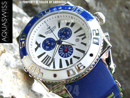 RARE AQUASWISS MEN'S ROBERT DOWNEY JR. IRON MAN XG BLUE 100M SWISS CHRONOGRAPH WATCH