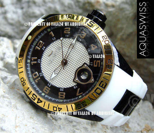 [100% GENUINE OR 100X REFUND] AQUASWISS F1 DAYTONA SNOW TRAX 18K GOLD PL. SWISS WATCH BRAND NEW@@