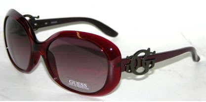 Authentic GUESS Lady BURGANDY 'G' Sunglasses + Guess GOLD Case + documents