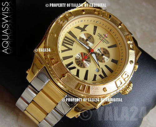 CERTIFIED >> AQUASWISS Men's 18k GOLD pl. XG Chronograph Swiss Watch
