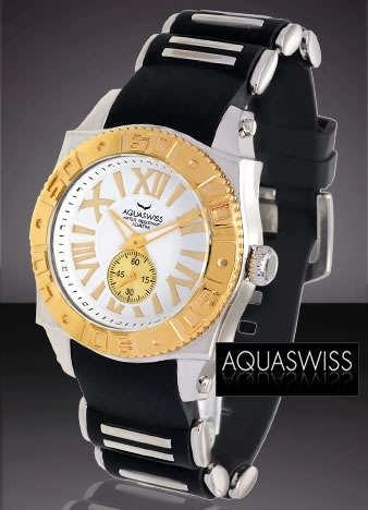 AQUASWISS Men's 18-karat gold pl. Swiss 100M SPG Watch [CERTIFIED w/ Valuation Certificate]