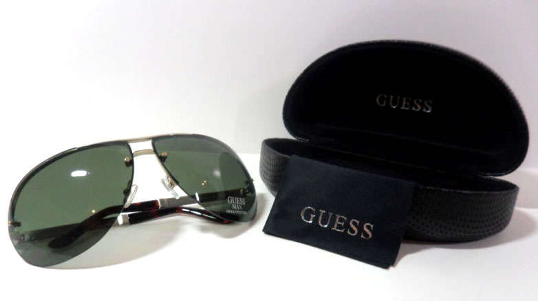 Authentic GUESS Men's Top Gun F-16 Aviator Sunglasses + Guess Luxury Case BRAND NEW