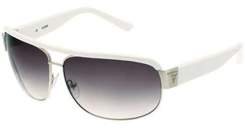 Authentic GUESS Collection Unisex White LA Hollywood Aviator Sunglasses + Luxury GUESS Case NEW