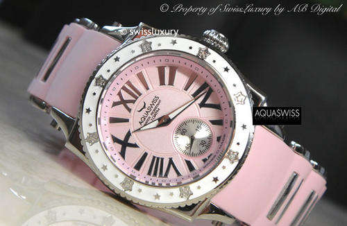 AQUASWISS LADY 8 DIAMONDS .12ct DIAMOND SWISS WATCH W/ FULL DOCUMENTS, GUARANTEES HIGH LUXURY