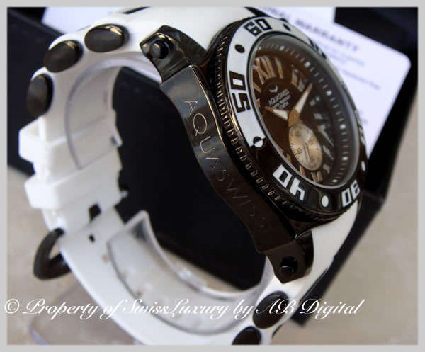Brand New AQUASWISS Men's Black IP COMBAT SWISSPORT Swiss Watch W/ BOX AND PAPERS