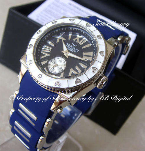 AQUASWISS Lady 12 DIAMONDS Ocean Blue Swiss Watch w/ BOX AND PAPERS BRAND NEW 100% AUTHENTIC