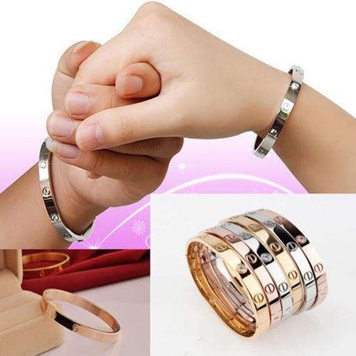 Rose Gold Love Bangle with Crystals