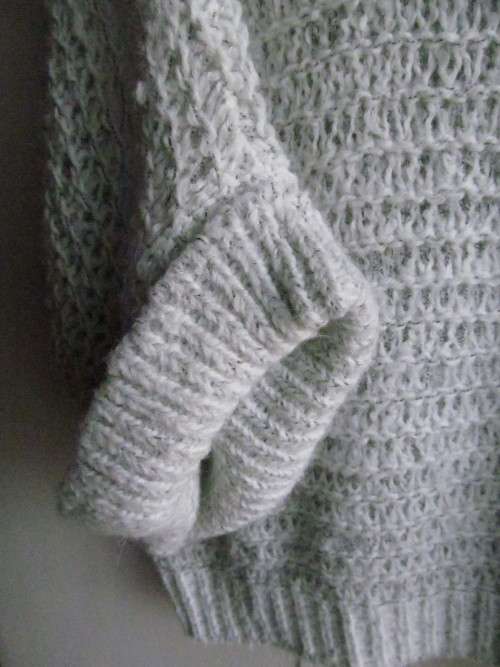 Light Grey Knitted 3/4 Sleeve Batwing Sweater