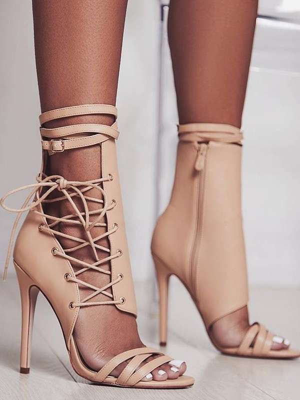 High-heeled belt strap buckle cool boots