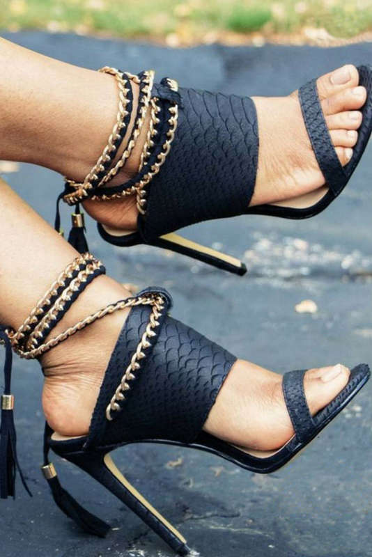 Chain high-heeled sandals