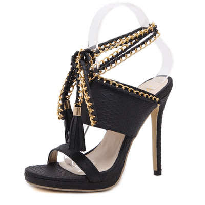 Chain high-heeled sandals